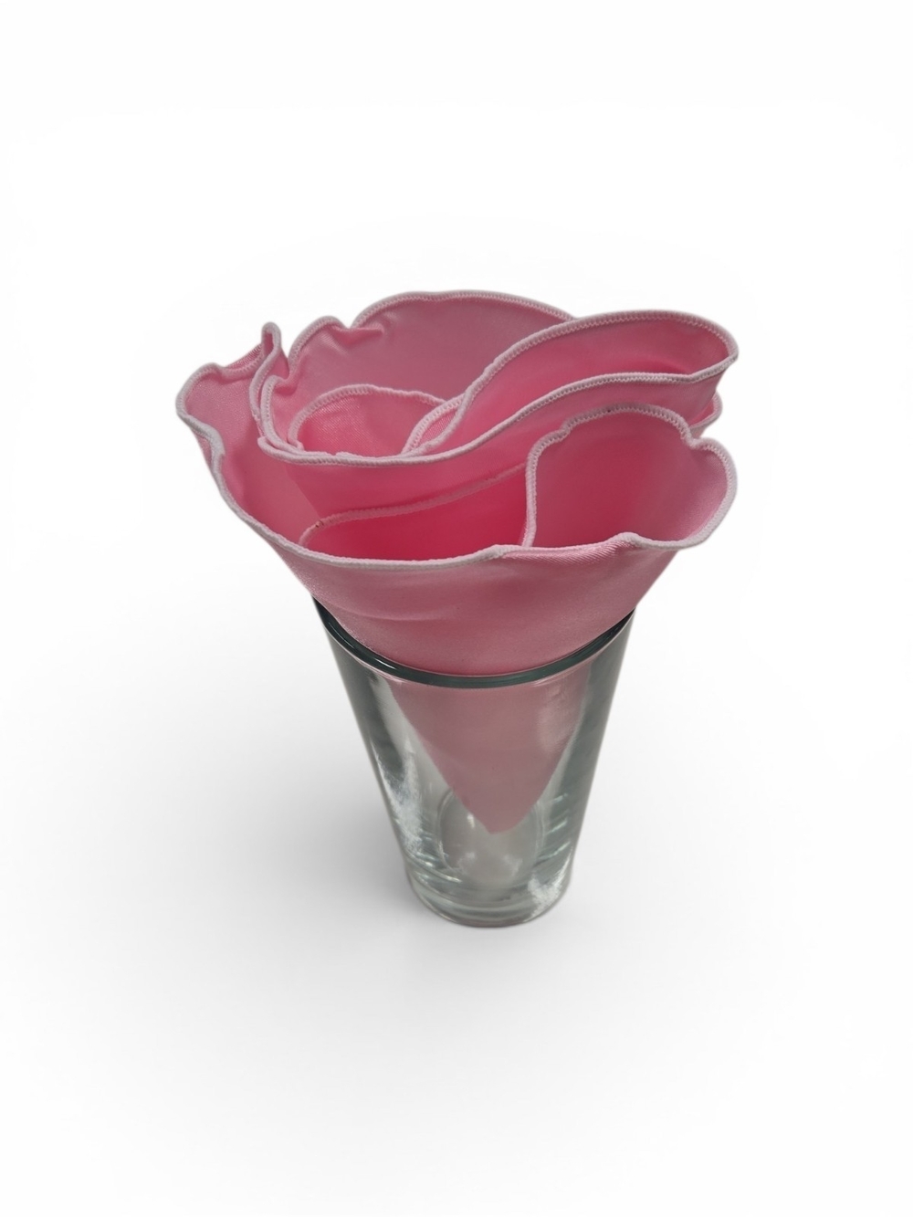 MEN'S ROUND HANKY POCKET SQUARE. PINK/ WHITE